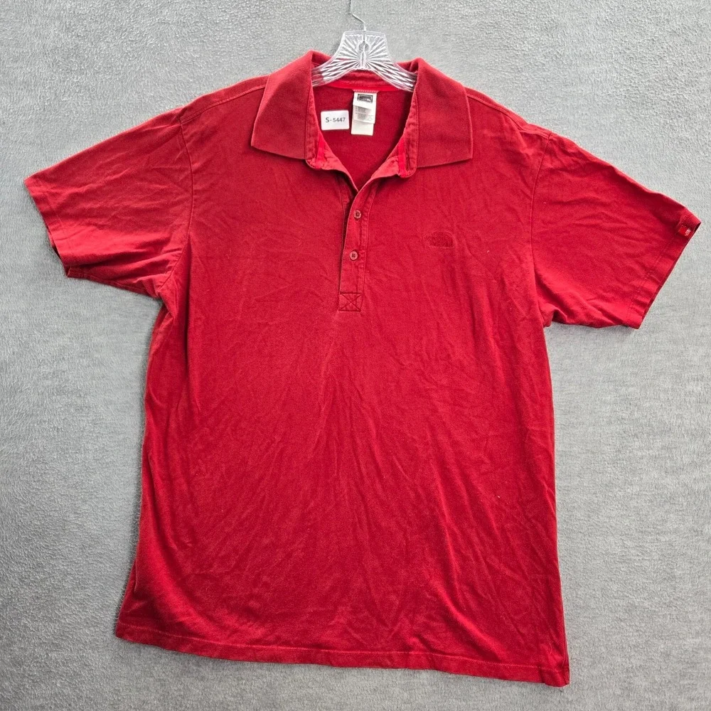The North Face Men‎ Polo Shirt XL Red Logo Embroidered Short Sleeve Collar